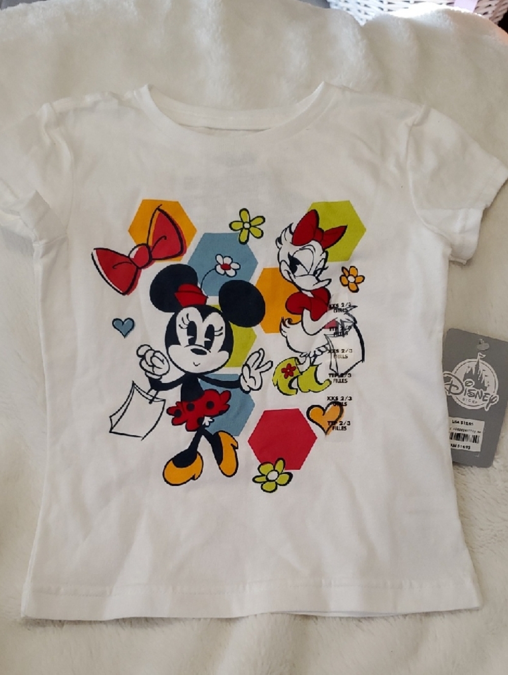 Disney White Minnie & Daisy Hexagon Graphic Tee
